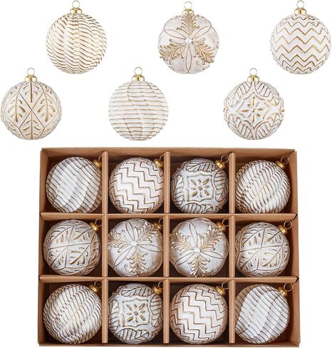 Vintage Christmas Ornaments Ball Set, 12 PCS Shatterproof Antique Traditional Christmas Tree Ornaments for Indoor Xmas Holiday Home Decor (Gold) in Saudi Arabia