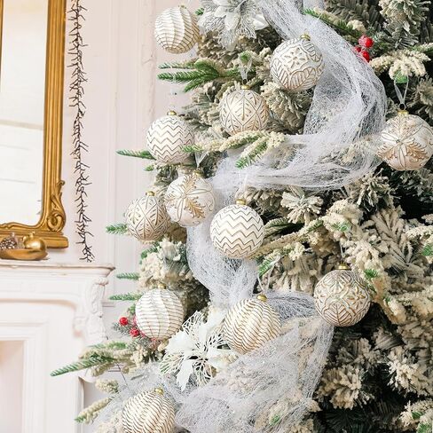 Vintage Christmas Ornaments Ball Set, 12 PCS Shatterproof Antique Traditional Christmas Tree Ornaments for Indoor Xmas Holiday Home Decor (Gold) in Saudi Arabia
