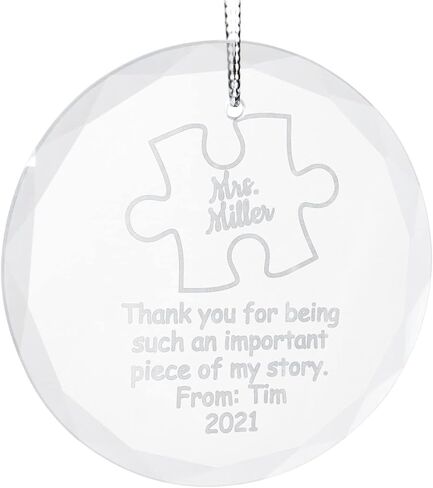 Personalized - Thank You for Being Such an Important Piece of My Story Ornament - Offered in Engraved Bamboo, Crystal, or Printed On Maple Wood (Glass) in Saudi Arabia