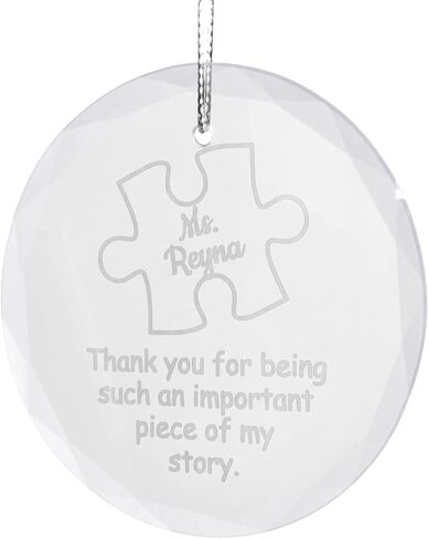 Personalized - Thank You for Being Such an Important Piece of My Story Ornament - Offered in Engraved Bamboo, Crystal, or Printed On Maple Wood (Glass) in Saudi Arabia