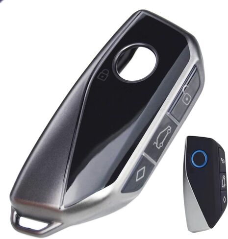 Sleek Metallic Silver Black(Titanium Color) Key Fob Cover for Latest 2023-2025 BMW 7 Series i5 i7 iX X1 X2 X3 X5 X6 X7 XM 530i 540i 760i 840i M60i M70 M5 M50i M60i M235 Alpina XB7 in Saudi Arabia
