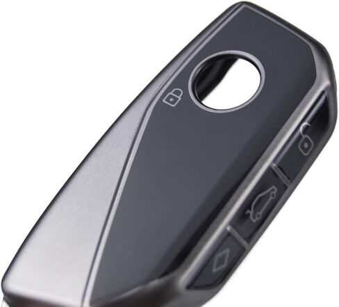 Sleek Metallic Silver Black(Titanium Color) Key Fob Cover for Latest 2023-2025 BMW 7 Series i5 i7 iX X1 X2 X3 X5 X6 X7 XM 530i 540i 760i 840i M60i M70 M5 M50i M60i M235 Alpina XB7 in Saudi Arabia