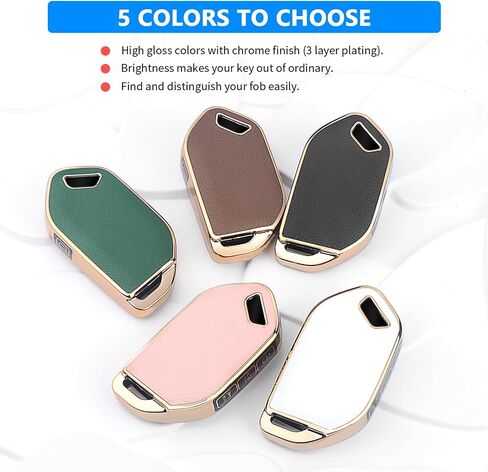 QBUC لغطاء مفتاح Kia Key Fob، يناسب 2023-2025 Telluride Sorento Carnival K4 K5 GT-Line Key Fob Case، جلد علوي + واقي مفتاح سيارة ناعم من مادة TPU 360 درجة مع سلسلة مفاتيح جلدية لملحقات Kia (بني) in Kuwait