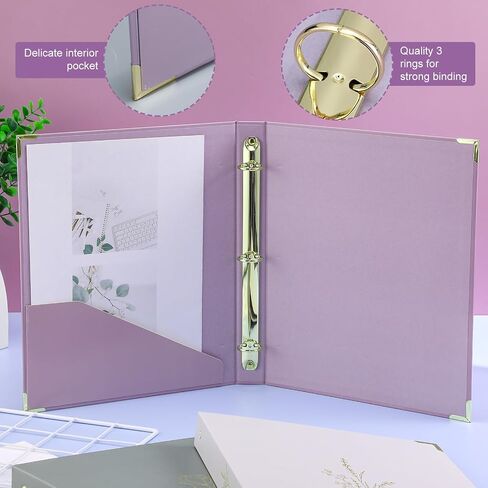 Gueevin 3 Pcs Aesthetic 3 Ring Binder for Women Sturdy 1 Inch Ring Binder Fits Letter Sized Paper Binder with Pocket Organize for Work School Office in Saudi Arabia