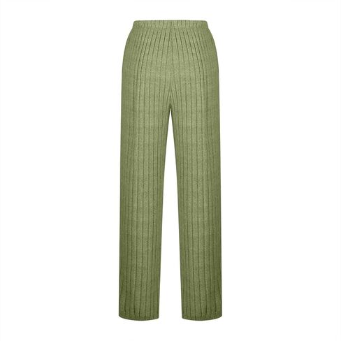 Women's Ribbed Wide Leg Lounge Pants with Pockets Casual Relaxed Comfy Loose Soft Knit Pajama Pants with Drawstring in Saudi Arabia