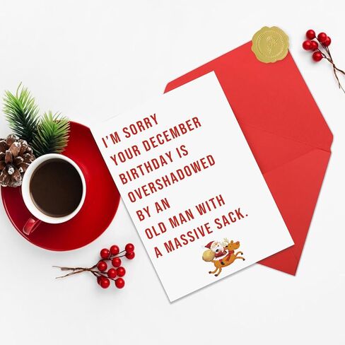 Funny December Birthday Card for Women Men, Happy Xmas Holiday Birthday for Best Friends, Hilarious Christmas Birthday Card Gifts for Him Her in Kuwait