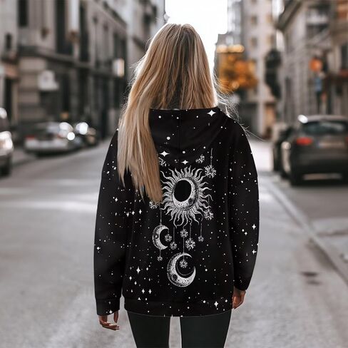 Womens Oversized Hoodie Hooded Graphic Sweatshirt Women Lightweight Pullover Sweater Women for Fall Winter Size S-2XL in Saudi Arabia