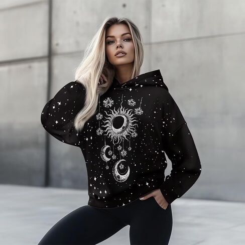 Womens Oversized Hoodie Hooded Graphic Sweatshirt Women Lightweight Pullover Sweater Women for Fall Winter Size S-2XL in Saudi Arabia