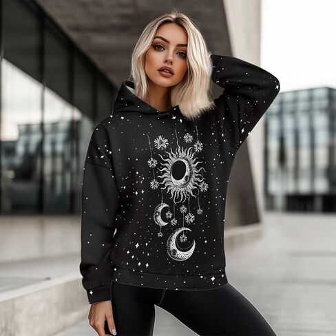 Womens Oversized Hoodie Hooded Graphic Sweatshirt Women Lightweight Pullover Sweater Women for Fall Winter Size S-2XL in Saudi Arabia