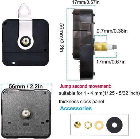 High Torque I Shaft Hands Quartz DIY Wall Clock Movement Mechanism with 9.1 Inch Long Spade Hand Battery Operated Repair Parts Replacement, 5/32 in Max Dial Thickness, 17/25 in Total Length in Saudi Arabia