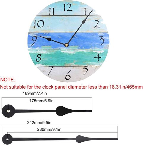 High Torque I Shaft Hands Quartz DIY Wall Clock Movement Mechanism with 9.1 Inch Long Spade Hand Battery Operated Repair Parts Replacement, 5/32 in Max Dial Thickness, 17/25 in Total Length in Saudi Arabia