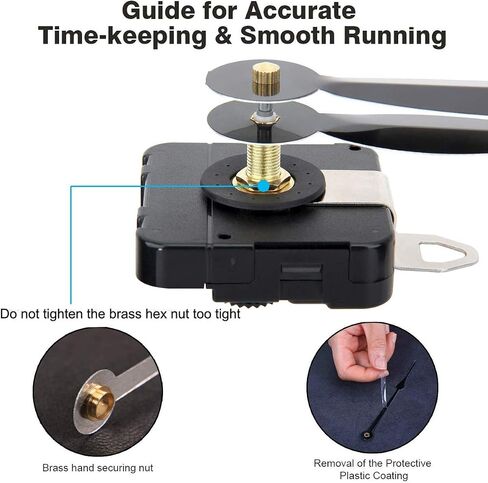 High Torque I Shaft Hands Quartz DIY Wall Clock Movement Mechanism with 9.1 Inch Long Spade Hand Battery Operated Repair Parts Replacement, 5/32 in Max Dial Thickness, 17/25 in Total Length in Saudi Arabia
