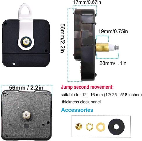 High Torque I Shaft Hands Quartz DIY Wall Clock Movement Mechanism with 9.1 Inch Long Spade Hand Battery Operated Repair Parts Replacement, 5/32 in Max Dial Thickness, 17/25 in Total Length in Saudi Arabia