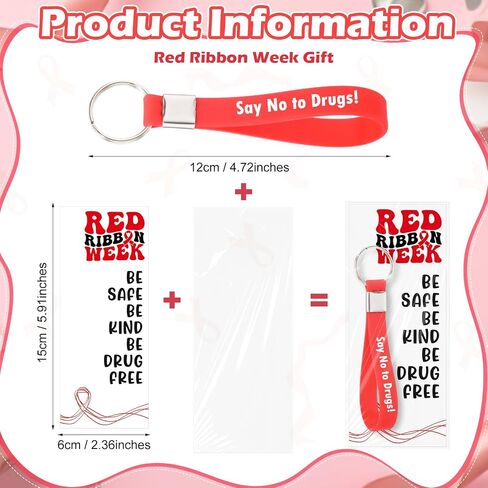 Tondiamo Red Ribbon Week Supplies Bulk Drug Free Awareness Keychain Anti-drug Cards for Dare Campaigns Charity Events in Saudi Arabia