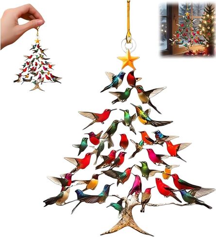 Hummingbird Christmas Ornament, 2025 New Stacked Hummingbird Ornament for Christmas, Upgrade Winter Colorful Stack Hummingbirds Home Decor Ornaments in Saudi Arabia