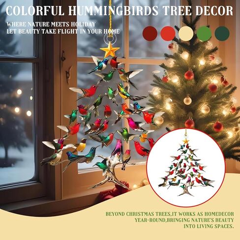 Hummingbird Christmas Ornament, 2025 New Stacked Hummingbird Ornament for Christmas, Upgrade Winter Colorful Stack Hummingbirds Home Decor Ornaments in Saudi Arabia