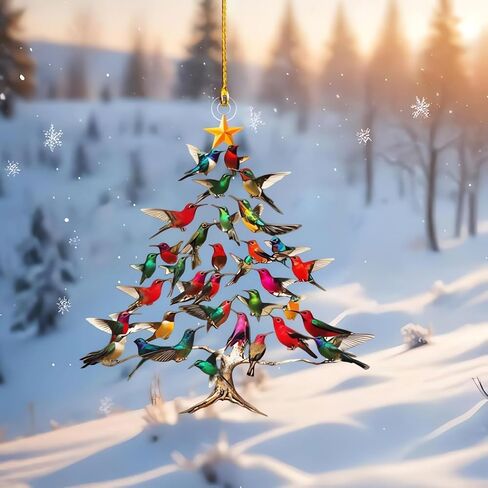 Hummingbird Christmas Ornament, 2025 New Stacked Hummingbird Ornament for Christmas, Upgrade Winter Colorful Stack Hummingbirds Home Decor Ornaments in Saudi Arabia