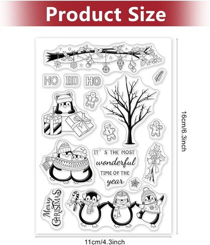 GLOBLELAND Christmas Penguins Silicone Clear Stamps with Gingerbread Man Shape for Card Making DIY Scrapbooking Photo Album Decoration Paper Craft,6.3x4.3 Inches in Saudi Arabia