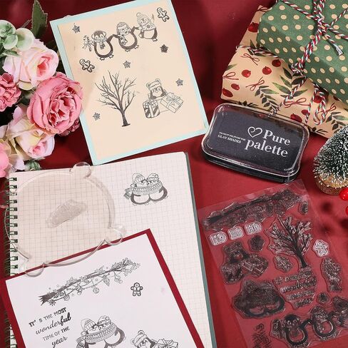 GLOBLELAND Christmas Penguins Silicone Clear Stamps with Gingerbread Man Shape for Card Making DIY Scrapbooking Photo Album Decoration Paper Craft,6.3x4.3 Inches in Saudi Arabia