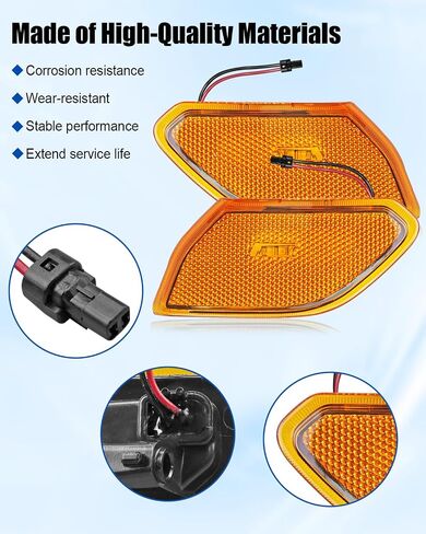 1 Pair Side Marker Lights Compatible with Jeep Wrangler JL Gladiator JT 2018-2024, Fender Flare Turn Signal Light Amber Lamp Clear Lens Plug & Play in Saudi Arabia