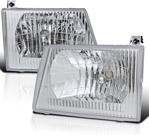 SPEC-D TUNING Euro Chrome Housing Clear Lens Headlights Lamps Compatible with 1992-2006 Ford Econoline Van E150 E250 E350 E450 L+R Pair Head Light Lamp Assembly in Saudi Arabia
