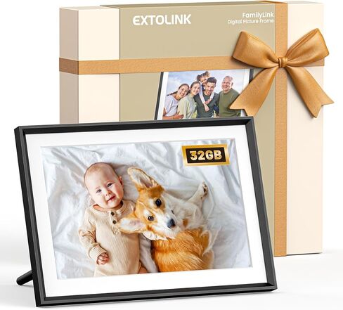 EXTOLINK10.1 Smart WiFi Digital Picture Frame with 32GB Memory, Auto-Rotate Touch Screen for Wall/Tabletop for Woman,Mom, Dad, Wife in Saudi Arabia