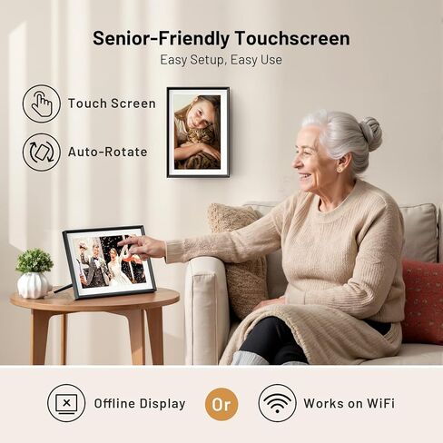 EXTOLINK10.1 Smart WiFi Digital Picture Frame with 32GB Memory, Auto-Rotate Touch Screen for Wall/Tabletop for Woman,Mom, Dad, Wife in Saudi Arabia