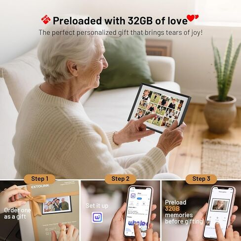 EXTOLINK10.1 Smart WiFi Digital Picture Frame with 32GB Memory, Auto-Rotate Touch Screen for Wall/Tabletop for Woman,Mom, Dad, Wife in Saudi Arabia
