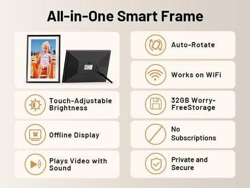 EXTOLINK10.1 Smart WiFi Digital Picture Frame with 32GB Memory, Auto-Rotate Touch Screen for Wall/Tabletop for Woman,Mom, Dad, Wife in Saudi Arabia