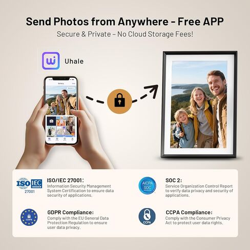 EXTOLINK10.1 Smart WiFi Digital Picture Frame with 32GB Memory, Auto-Rotate Touch Screen for Wall/Tabletop for Woman,Mom, Dad, Wife in Saudi Arabia