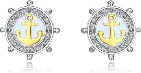 Nautical Earrings for Women 925 Sterling Silver Rudder Anchor Earrings Nautical Jewelry Gifts for Women in Saudi Arabia