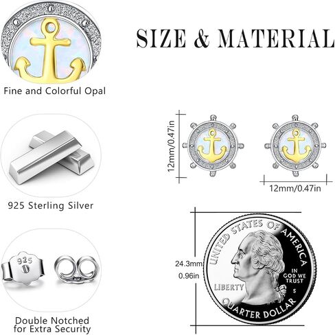 Nautical Earrings for Women 925 Sterling Silver Rudder Anchor Earrings Nautical Jewelry Gifts for Women in Saudi Arabia