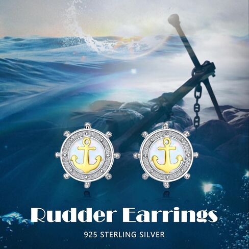 Nautical Earrings for Women 925 Sterling Silver Rudder Anchor Earrings Nautical Jewelry Gifts for Women in Saudi Arabia