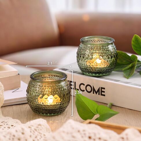 32 Pcs Amber Votive Candle Holders, Round Amber Glass Candle Holder with Polka Dot Embossed, Vintage Votive Candle Holders for Weddings, Home Decor, Baby Shower, Special Occasions in Saudi Arabia