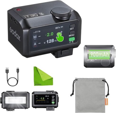 godox it30pro s flash camera flash ttl pocket flash w/تم إنشاؤه في بطارية 900 مللي أمبير في الساعة USB-C شحن متوافق مع كاميرات Sony (أسود) in Saudi Arabia