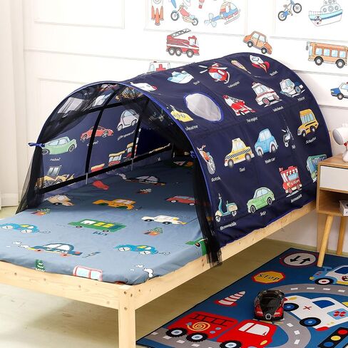 Kids Bed Tent Twin Beds -Cartoons Wonder Play Tents Boys Girls Ventilated Indoor Play Tent Children Promotes Independent Play, Stimulates Imagination Set-Up Playhouse (Robots) in Saudi Arabia