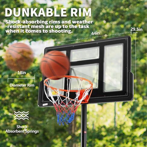 DUMOS 10FT Adjustable Height Portable Basketball Hoop Outdoor for Youth/Adult, 44 Inch Shatterproof Backboard w/Shock Absorbent Rim, Fillable Base, 2 Wheels for Swimming Pool/Indoor in Kuwait