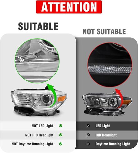 for 2016 2017 2018 2019 2020 2021 2022 Tacoma Headlights Assembly for 2016-2022 Toyota Tacoma Models Only Black Housing Amber Reflector Replacement Driver and Passenger Side in Kuwait