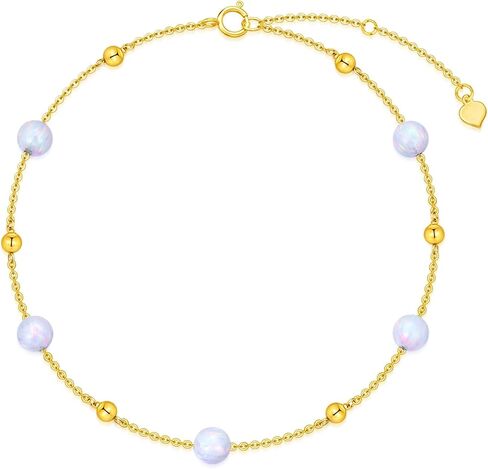 14K Gold Opal Bracelets for Women Solid Gold Turquoise Black Onyx Bead Bracelet, 6.5''-8.5'' in Kuwait