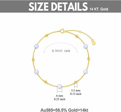 14K Gold Opal Bracelets for Women Solid Gold Turquoise Black Onyx Bead Bracelet, 6.5''-8.5'' in Kuwait
