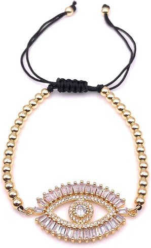 LESLIE BOULES Evil Eye Gold Plated Rhinestone Bracelet for Women Fashion Jewelry in Saudi Arabia