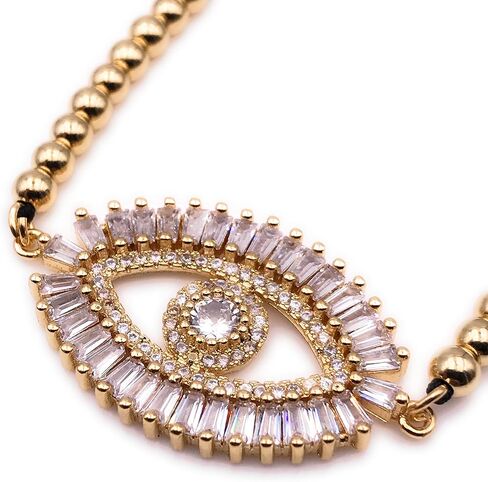 LESLIE BOULES Evil Eye Gold Plated Rhinestone Bracelet for Women Fashion Jewelry in Saudi Arabia