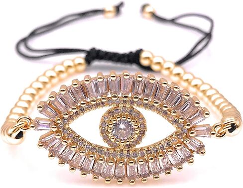 LESLIE BOULES Evil Eye Gold Plated Rhinestone Bracelet for Women Fashion Jewelry in Saudi Arabia