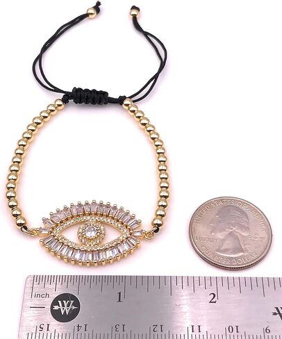 LESLIE BOULES Evil Eye Gold Plated Rhinestone Bracelet for Women Fashion Jewelry in Saudi Arabia