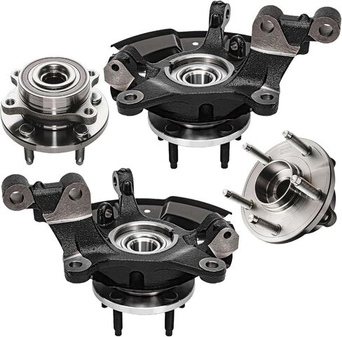 Detroit Axle - 4pc Steering Knuckles Kit for 11-14 Ford Edge, 2 Front Steering Knuckles & Wheel Bearing Hubs 2 Rear Wheel Bearing and Hubs 2011 2012 2013 2014 Replacement in Saudi Arabia