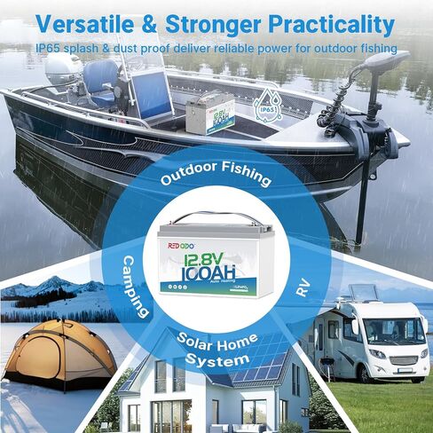 Redodo 4 عبوات 12 فولت 100 أمبير في الساعة مجموعة 24 بطارية LiFePO4، دورة عميقة 1280 وات في الساعة مع 100 أمبير BMS، 4000+ دورة بطارية ليثيوم قابلة لإعادة الشحن لجميع المركبات الترفيهية، والشاحنات الصغيرة، والتخييم، وتخزين الطاقة الشمسية، خارج الشبكة in Kuwait