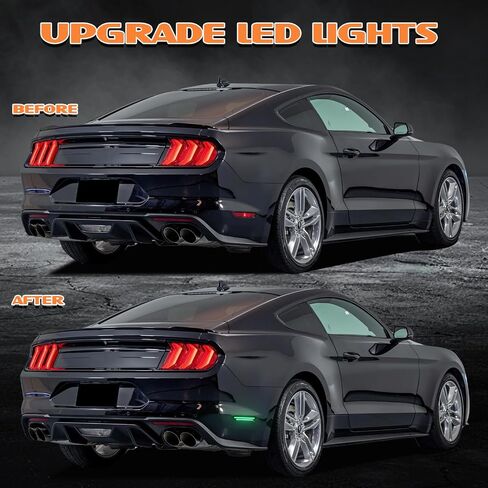 Dynamic Rear Side Marker Lights Compatible With 2015-2023 Ford Mustang Assembly, Side Bumper Marker Reflectors Lamp, Dual Rows Driver & Passenger Side Bumper Lights, Green Smoked Lens 2PCS in Kuwait