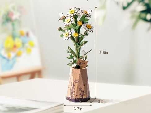 ROBOTIME 3D Puzzles Wooden Artifical Flower Red Carnation DIY Model Building Kit to Build for Adults Bouquet Botanical Collection Craft Brain Teaser Puzzle Creative Gift Home Decor in Saudi Arabia