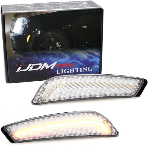 iJDMTOY عدسة مدخنة كهرمانية كاملة LED مجموعة إضاءة جانبية أمامية متوافقة مع 2003-07 كاديلاك CTS، مدعومة بـ 30-SMD LED، استبدل مصابيح العلامات الجانبية OEM in Saudi Arabia