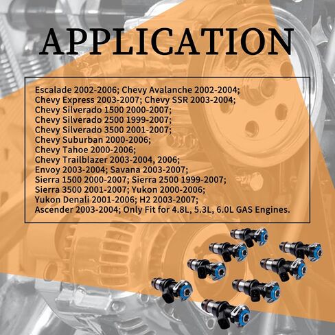 17113553 FJ10062 25323974 8Pcs Fuel Injectors Fits for 1999-2007 Rainier Chevy Silverado Suburban Tahoe Escalade Envoy Sierra Savana Yukon in Saudi Arabia